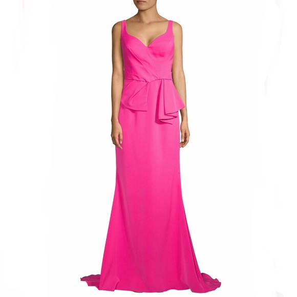 # Basix Black Label Fuchsia Side Hip Peplum Gown New With Tag - Picture 15 of 16